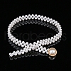 White Acrylic Pearl Beaded Elastic Chain Belts with Alloy Buckles WG1BD5E-01-1
