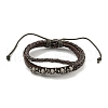PU Imitation Leather Braided Cord Bracelets BJEW-P329-02A-AS-1