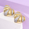 Heart Brass Micro Pave Clear Cubic Zirconia Stud Earrings EJEW-H158-13GP-3