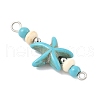 Dyed Synthetic Turquoise Starfish Rondelle Round Beaded Connector Charms PALLOY-JF04015-01-4