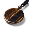 Natural Tiger Eye Tree of Life Pendant Necklace with Nylon Rope NJEW-H009-03-07-3