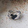 Heart Rhodium Plated 925 Sterling Silver with Epoxy Cuff Rings FS-WG79098-01-1