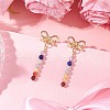 Chakra Bowknot Alloy Dangle Stud Earrings EJEW-JE06378-02-1