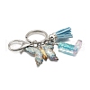 26Pcs Transparent Epoxy Resin & Transparent Acrylic & Faux Suede Tassel Keychain KEYC-JKC01202-12-3