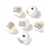 Mother's Day Theme Printed Wood European Beads WOOD-F016-07-2
