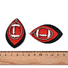 Oval with Rugby Pattern Leather Pendants FIND-N007-05-3