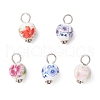 Handmade Flower Printed Porcelain Ceramic Pendants PALLOY-JF03928-2