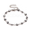 Enamel Heart with Evil Eye Link Chains Bracelet BJEW-P271-06P-04-1