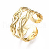 304 Stainless Steel Twist Wrap Open Cuff Ring RJEW-T023-06G-3