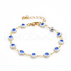 Brass Enamel Evil Eye Link Chain Bracelets & Necklaces Jewelry Sets SJEW-JS01191-8