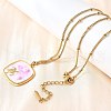 Summer Beach 304 Stainless Steel Lavender Enamel Pendant Necklaces for Women NJEW-U043-01A-G-3
