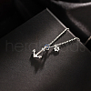 Vintage 925 Sterling Silver Blue Cubic Zirconia Ship Anchor Rudder Pendant Necklaces AJ6601-3