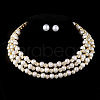 Round Alloy Rhinestone Stud Earrings & Multilayer Chain Necklaces FS-WG65918-06-1