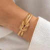 304 Stainless Steel Snake Chain Bracelets for Women BJEW-G744-01G-1