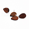 Coconut Brown Wood Stud Earring Findings EJEW-CJC0001-10-3