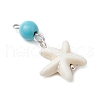 4Pcs 4 Styles Round Dyed Synthetic Turquoise & Natural Mixed Shell Pendants PALLOY-JF03813-4