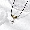 Glass Seed Beaded & Alloy Triangle Evil Eye Pendant Necklaces NJEW-MZ00110-04-1
