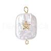 3Pcs 3 Styles Natural Baroque Pearl Keshi Pearl Connector Charms PALLOY-JF02913-01-3
