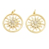 Sun Rack Plating Brass Micro Pave Clear Cubic Zirconia Pendants KK-NH0001-06A-G-1