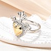 Gothic Style Brass Micro Pave Clear Cubic Zirconia Cuff Rings for Women RJEW-U051-02A-GP-2