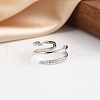 925 Sterling Silver Micro Pave Cubic Zirconia Adjustable Cuff Rings for Women RJEW-C133-01P-1