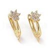 Brass Micro Pave Cubic Zirconia Hoop Earring Findings with Latch Back Closure ZIRC-G158-07G-1