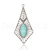 Rhombus Antique Silver Plated Alloy Synthetic Turquoise Big Pendants PALLOY-J597-01AS-1