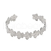 Non-Tarnish 304 Stainless Steel Flower Open Cuff Bangles for Women BJEW-M316-01P-2