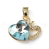 Real 18K Gold Plated Rack Plating Brass Micro Pave Clear Cubic Zirconia Pendants KK-C015-18G-04-1
