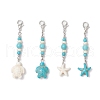 Synthetic Turquoise Starfish Turtle Pendant Decorations HJEW-JM03375-2