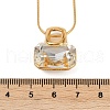 304 Stainless Steel Pave Clear Cubic Zirconia Handbag Pendant Necklaces for Women NJEW-V008-02G-2
