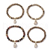 4Pcs Wood Round Bead Charm Bracelets for Women BJEW-JB11646-2
