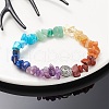 Natural Mixed Gemstone Chips & Alloy Saint Benedict Beaded Stretch Bracelets BJEW-JB09400-4