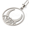 Non-Tarnish 201 Stainless Steel Moon Pendant Necklace with Cable Chains NJEW-Q317-32P-2