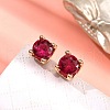 Square Brass Micro Pave Cubic Zirconin Stud Earrings EJEW-D318-03KCG-A-2