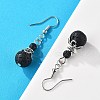 Natural Lava Rock Bead Dangle Earrings EJEW-JE02144-01-4