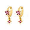 925 Sterling Silver Cubic Zirconia Plum Blossom Hoop Earrings IM8168-9-2