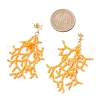 Star with Coral Handmade Glass Seed Beads Tassel Stud Earrings EJEW-MZ00472-02-4