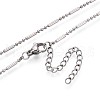1.5MM 304 Stainless Steel Column Round Link Chain Necklaces NJEW-T016-05P-2