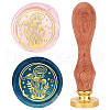 Brass Wax Seal Stamp with Wood Handle AJEW-WH0412-0009-1