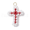 Beaded Cross Charms PALLOY-GD00002-2
