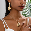 Teardrop with Oval Alloy Pendant Necklaces & Stud Dangle Earrings Sets FS-WGB7D8C-01-3