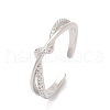 925 Sterling Silver Micro Pave Clear Cubic Zirconia Adjustable Cuff Rings for Women RJEW-G351-04P-4