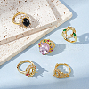 Unicraftale 6Pcs 6 Styles Rack Plating Brass Micro Pave Cubic Zirconia Adjustable Ring Components KK-UN0003-42-2