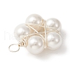 Shell Pearl Copper Wire Wrapped Pendants PALLOY-JF02155-02-3
