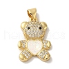 Rack Plating Brass Micro Pave Clear Cubic Zirconia Pendants KK-P268-05-2
