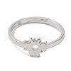 Non-Tarnish 304 Stainless Steel Flower Adjustable Ring for Women RJEW-M149-03P-2