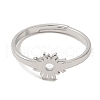 304 Stainless Steel Flower Adjustable Ring for Women RJEW-M149-03P-1