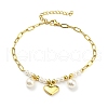 PVD Vacuum Plating 304 Stainless Steel Heart Charm Bracelet BJEW-Z016-06G-1