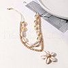 Summer Beach Natural Cowrie Shell & Glass Flower Pendant Double Layered Neckalces for Women FS-WGA7A0B-02-1